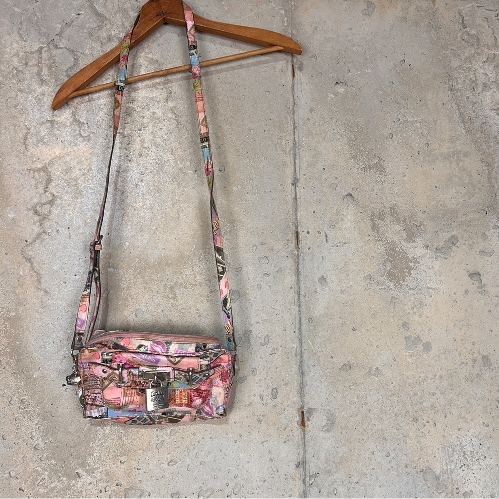 Vintage/y2k Kathy Ireland pink postcard print cross body rectangular bag - Picture 2 of 12